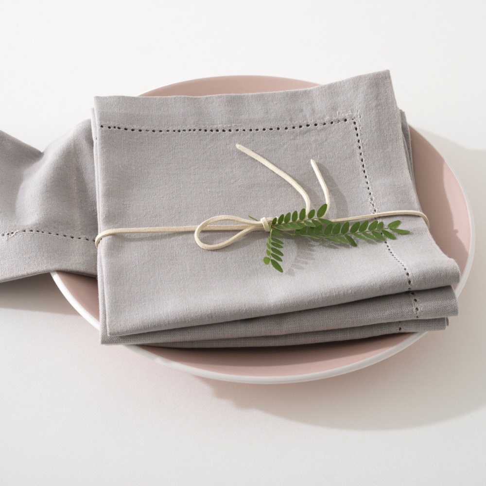 Conjunto de 4 guardanapos CHAMBRAY cinza em algodão