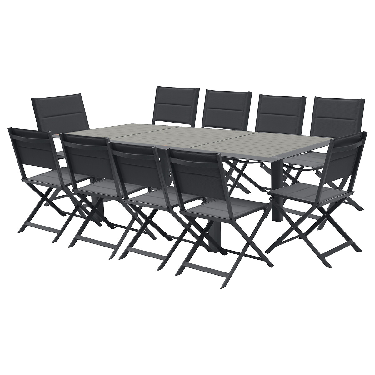 Mesa Allure Extensível Graphite Em Alumínio Efeito Madeira