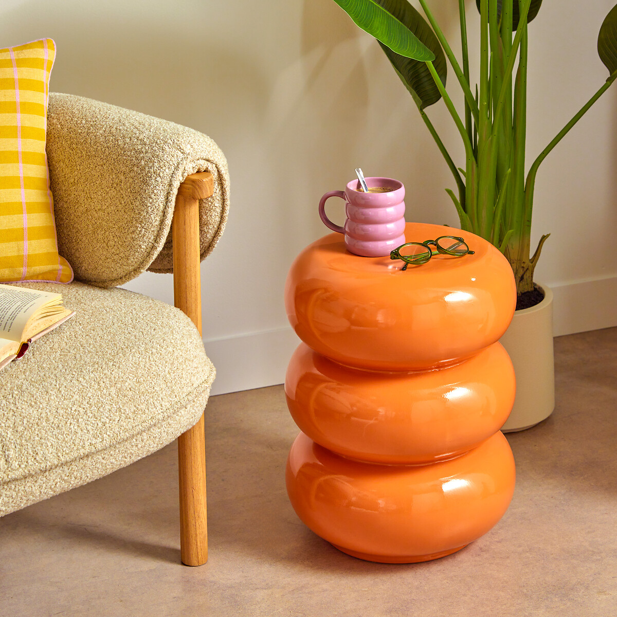 Mesa de apoio STONETO laranja 43cm