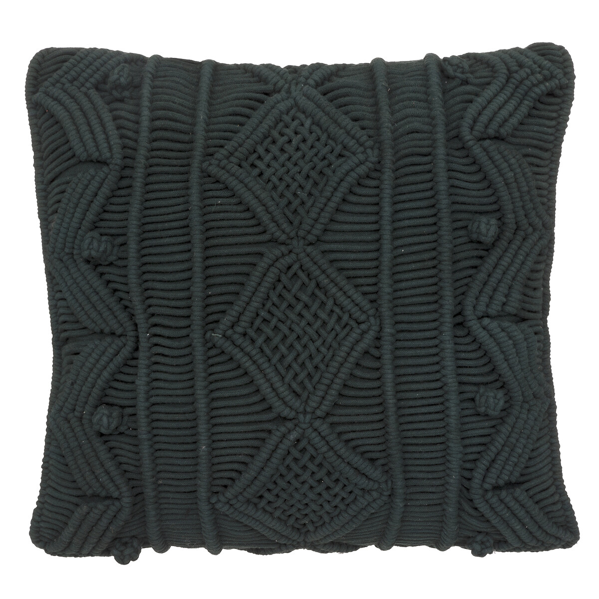 Almofada ALICANTE verde escuro macram&eacute; 40x40cm