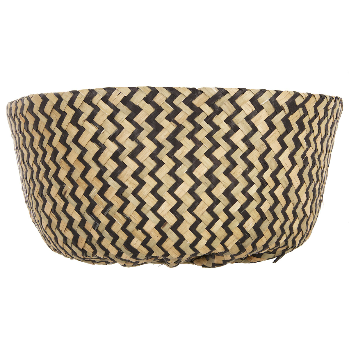 Cesto seagrass preto e natural com pegas 35cm