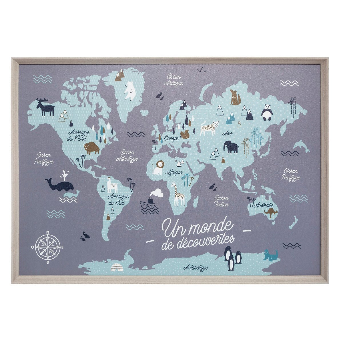 Quadro mapa mundo 50x70cm