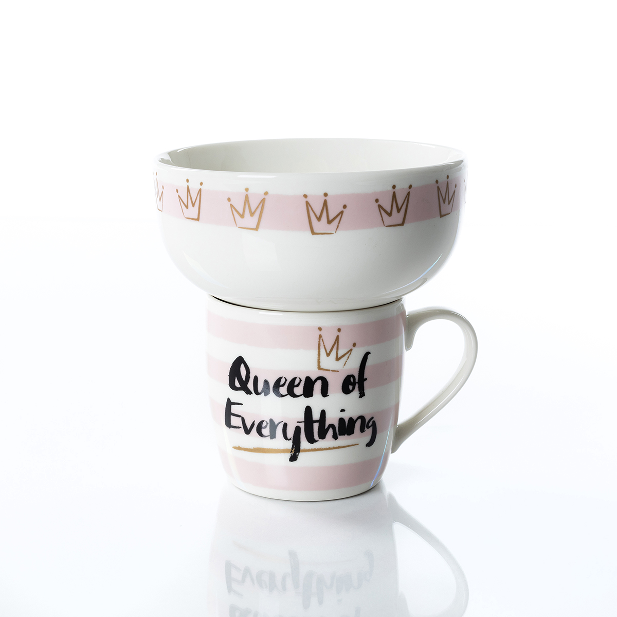 Conjunto de caneca e tigela queen