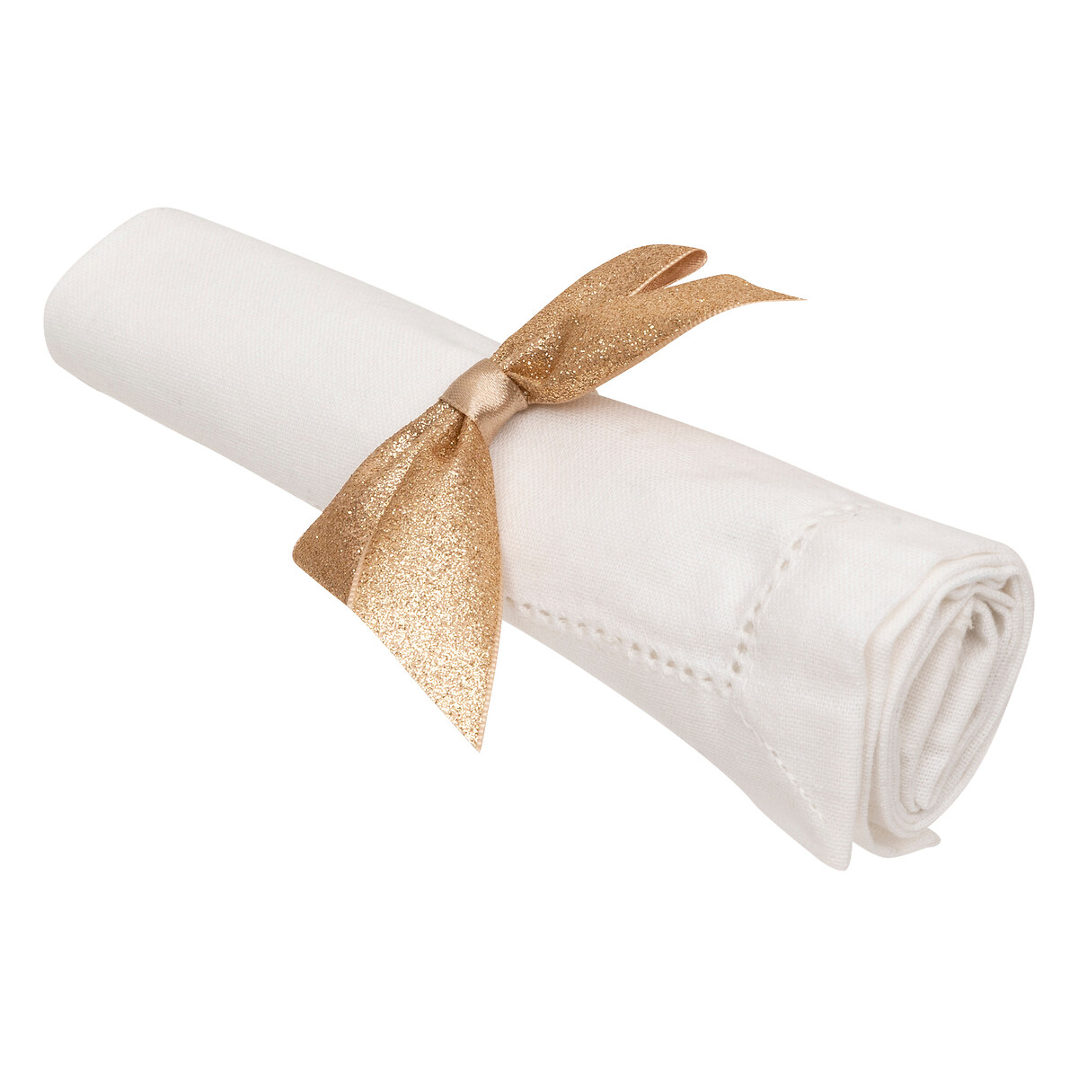 Conjunto de 2 argolas para guardanapo com laço dourado,  Conjunto de 2 argolas para guardanapo com laço dourado