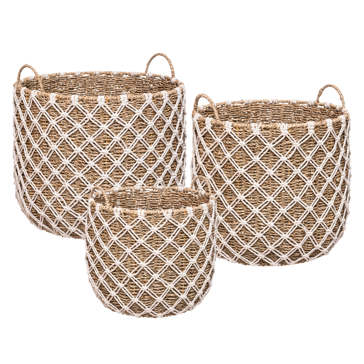 Cesto Redondo Natural Macrame Folha De Palma 37cm atmosphera homa