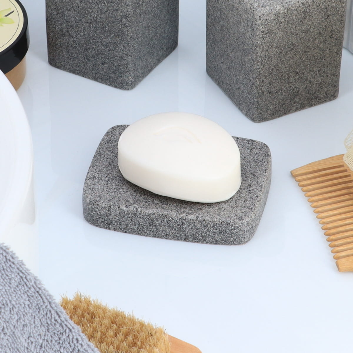 Saboneteira wc cinza efeito pedra