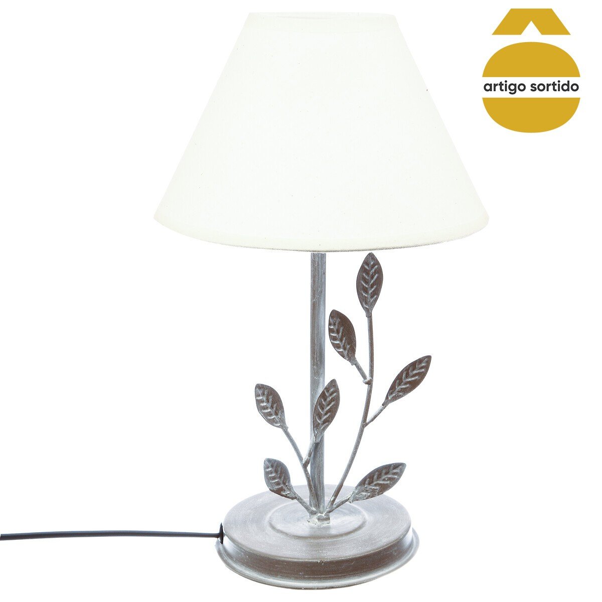 Candeeiro de mesa com decora&ccedil;&atilde;o folhas