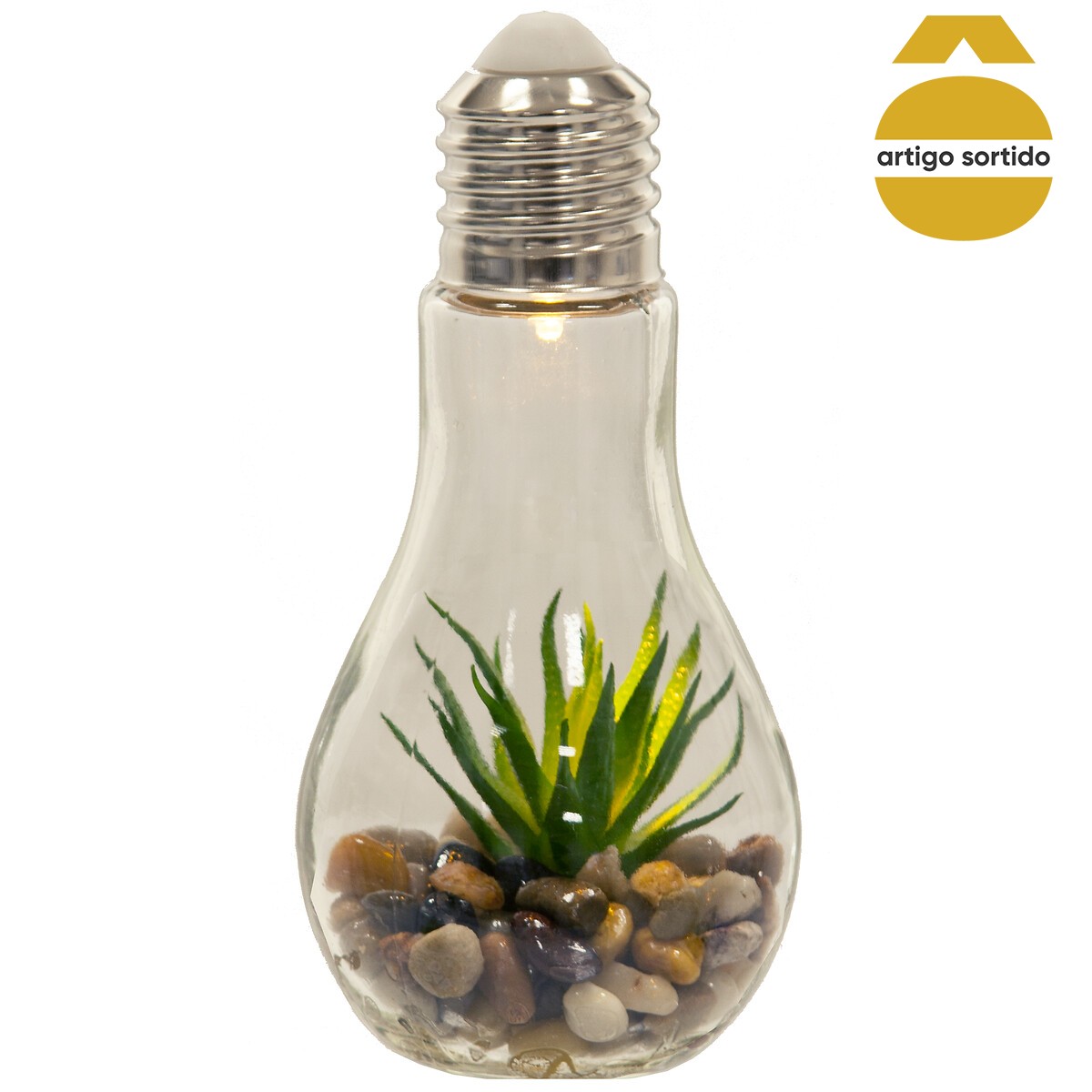 Vaso l&acirc;mpada led suspenso com cacto