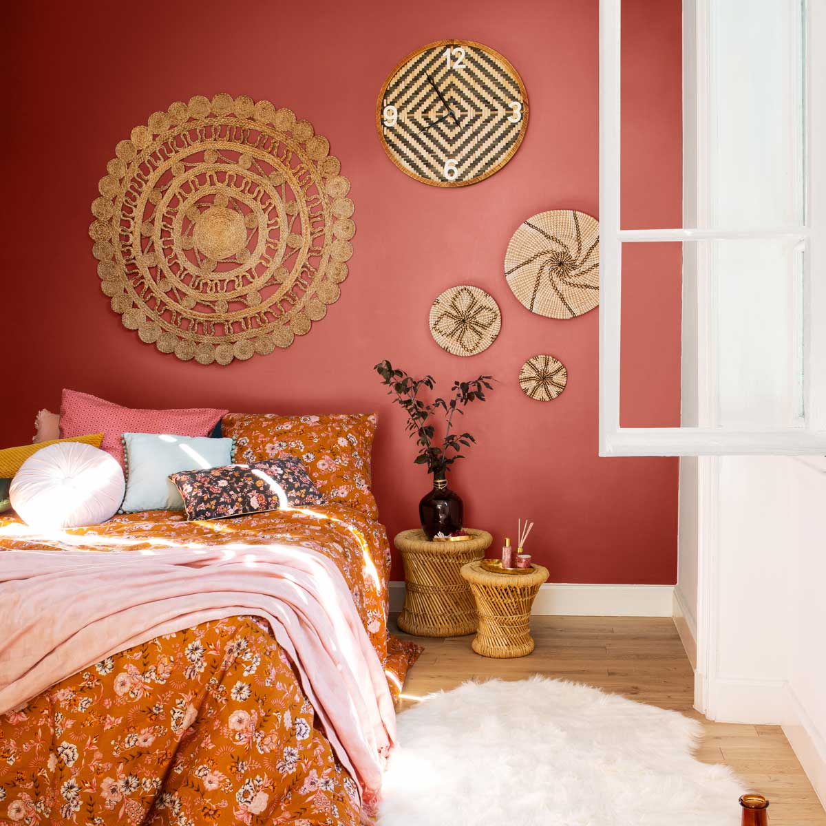 Rel&oacute;gio de parede em bambu 63cm