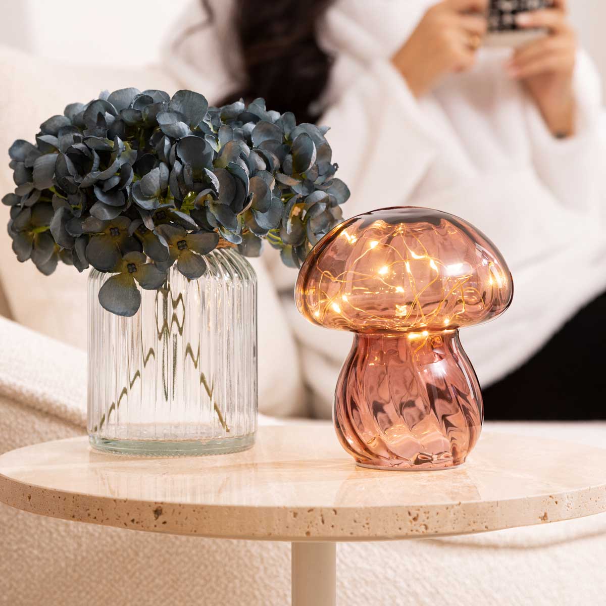 Candeeiro de mesa MALU rosa em vidro