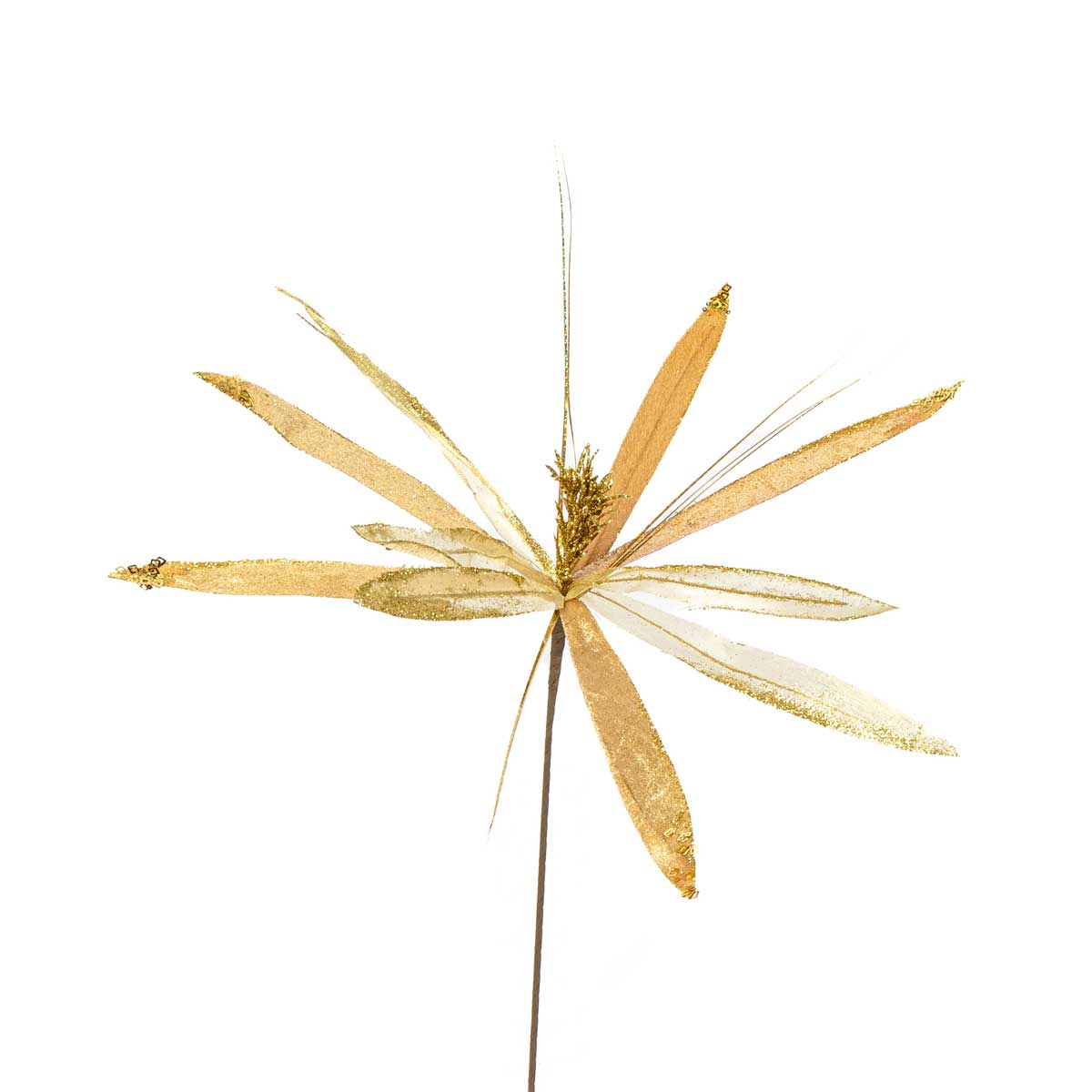 Haste Flor Natal&iacute;cia Dourada 56cm