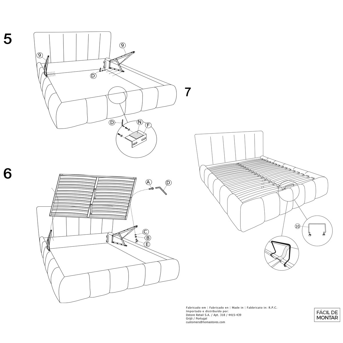 Cama ELI cinza 160x200cm