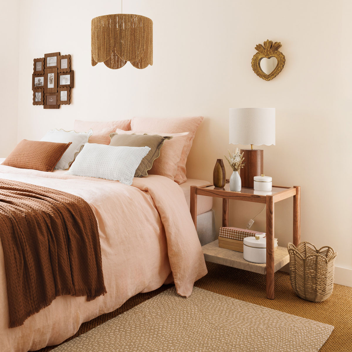 Candeeiro de teto JANICE bege em juta 38cm