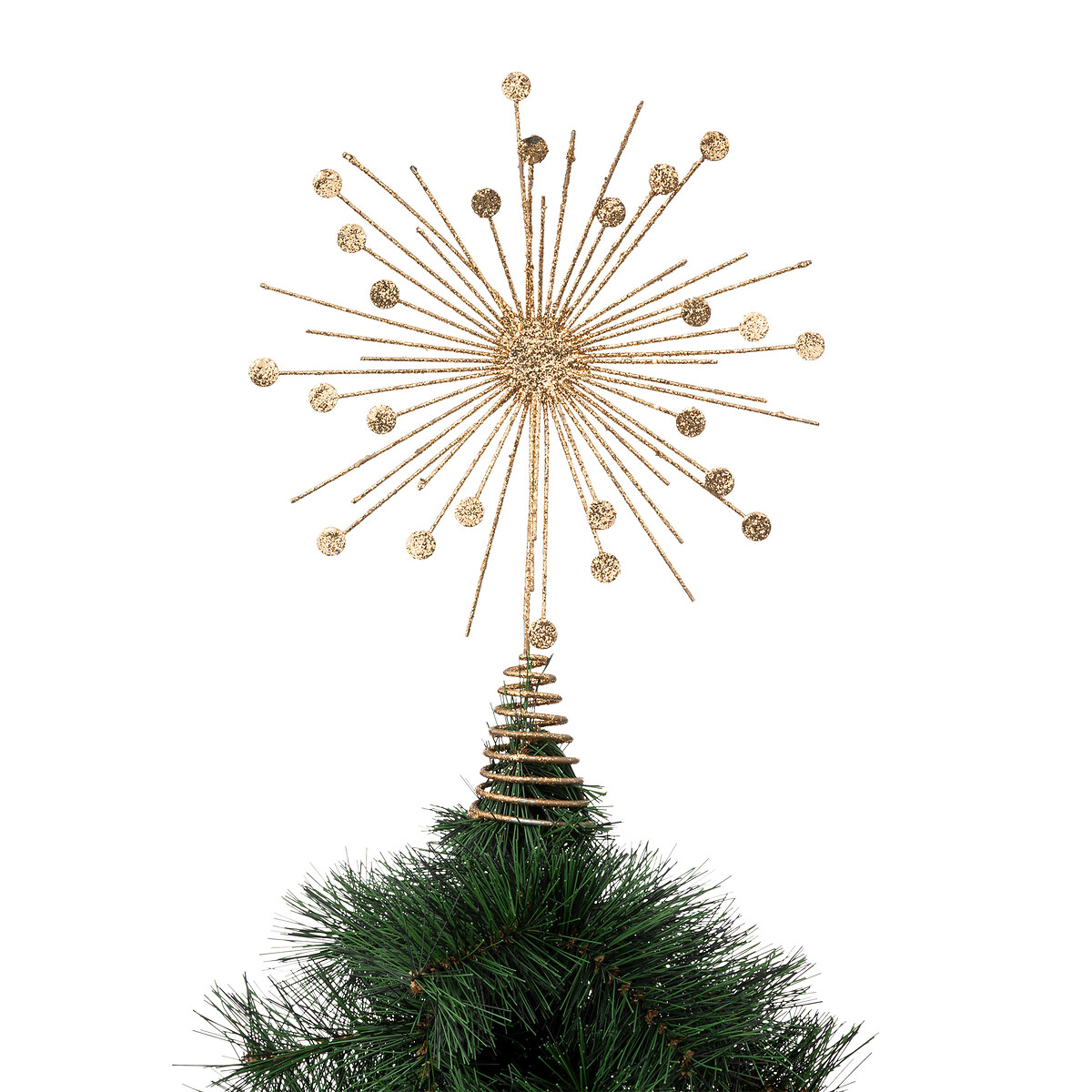 Estrela dourada com glitter para topo de &aacute;rvore 30cm