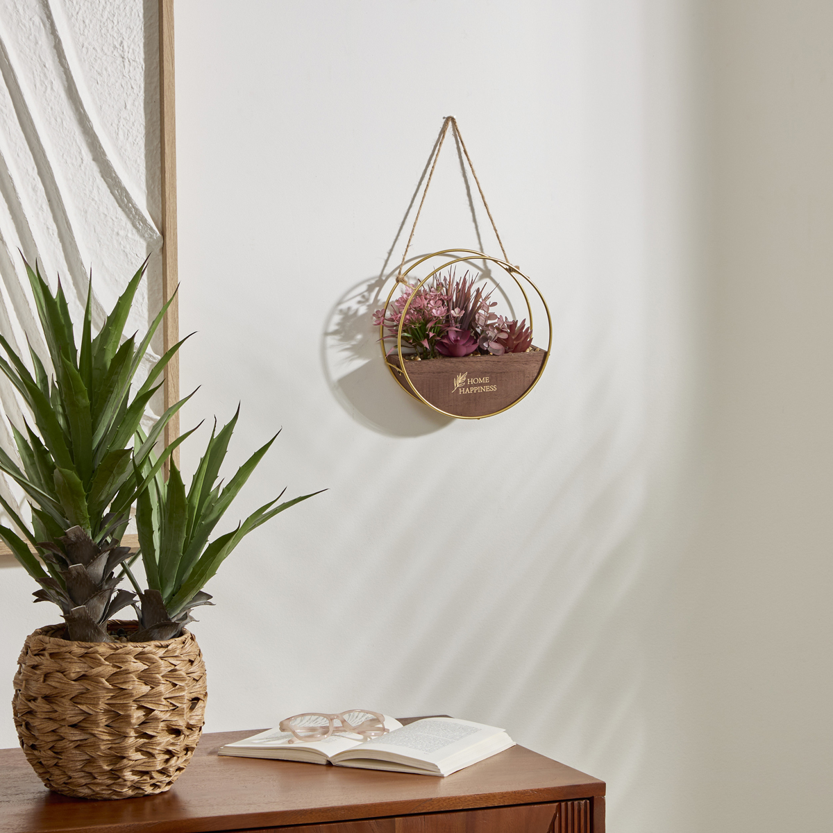 Vaso suspenso com planta artificial 20cm