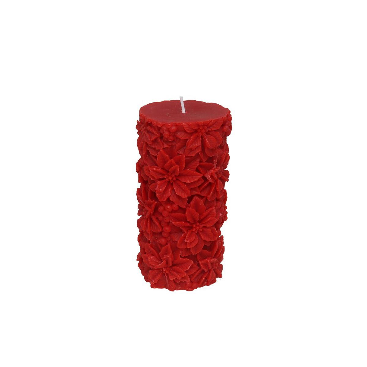Vela com crava&ccedil;&atilde;o de poinsettias vermelha 12x6cm