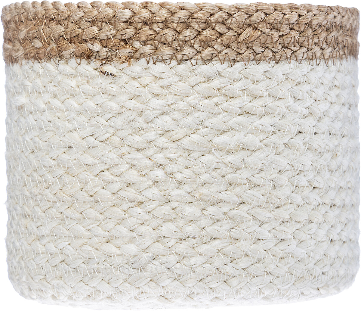 Cesto branco e bege de juta 12x15cm