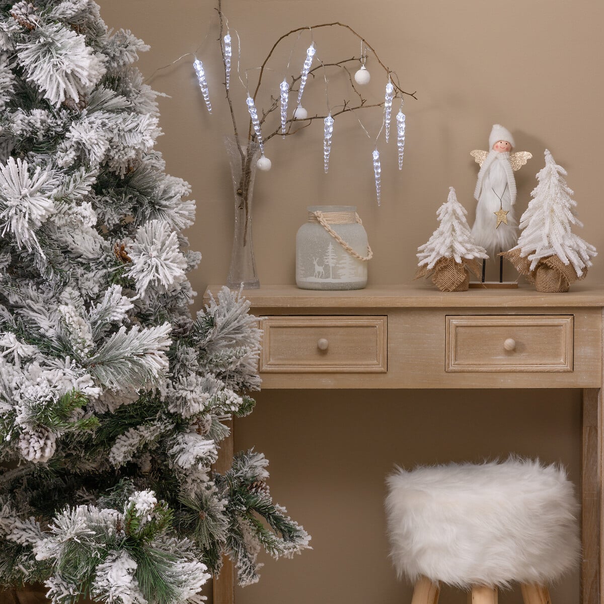 Grinalda luminosa efeito queda de neve com LED 165cm