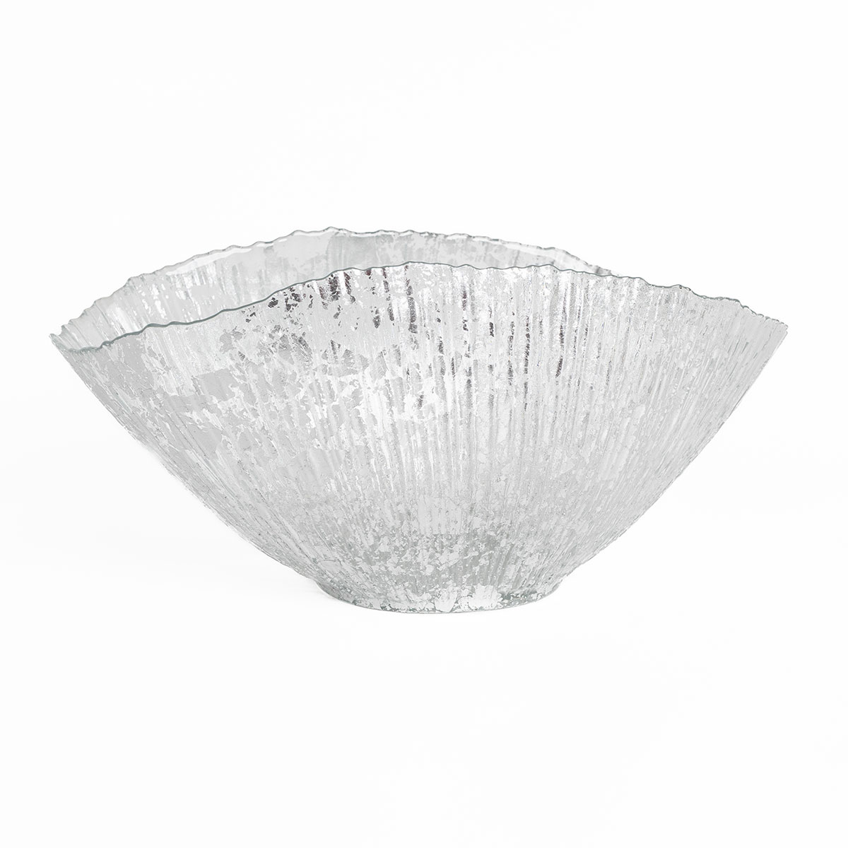 Centro de mesa prateado em vidro 20x36cm