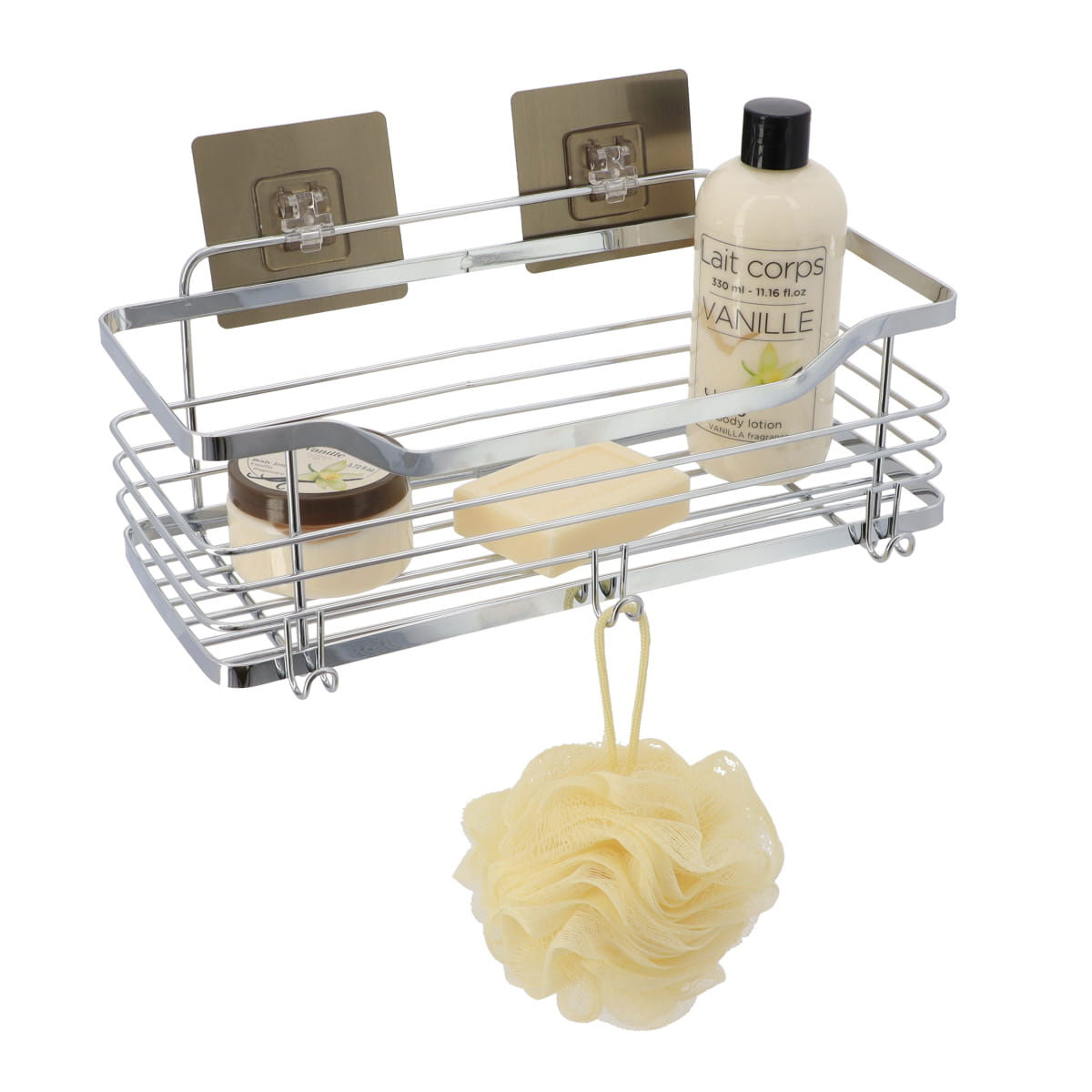 Prateleira wc a&ccedil;o inox com adesivo cromado