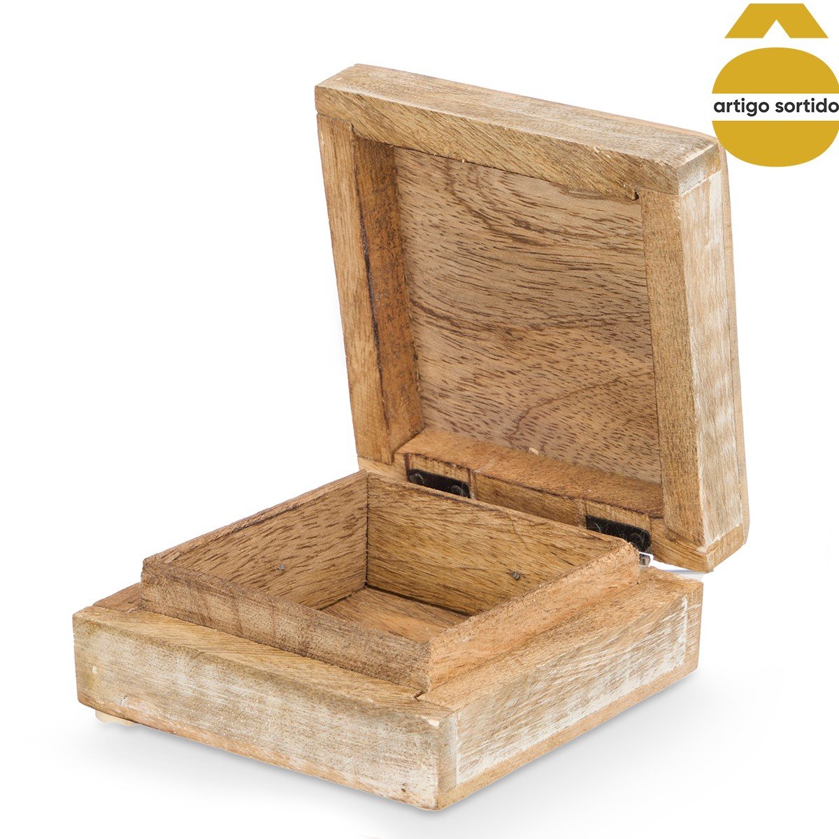 Caixa Quadrada Buda Em Madeira Mango
