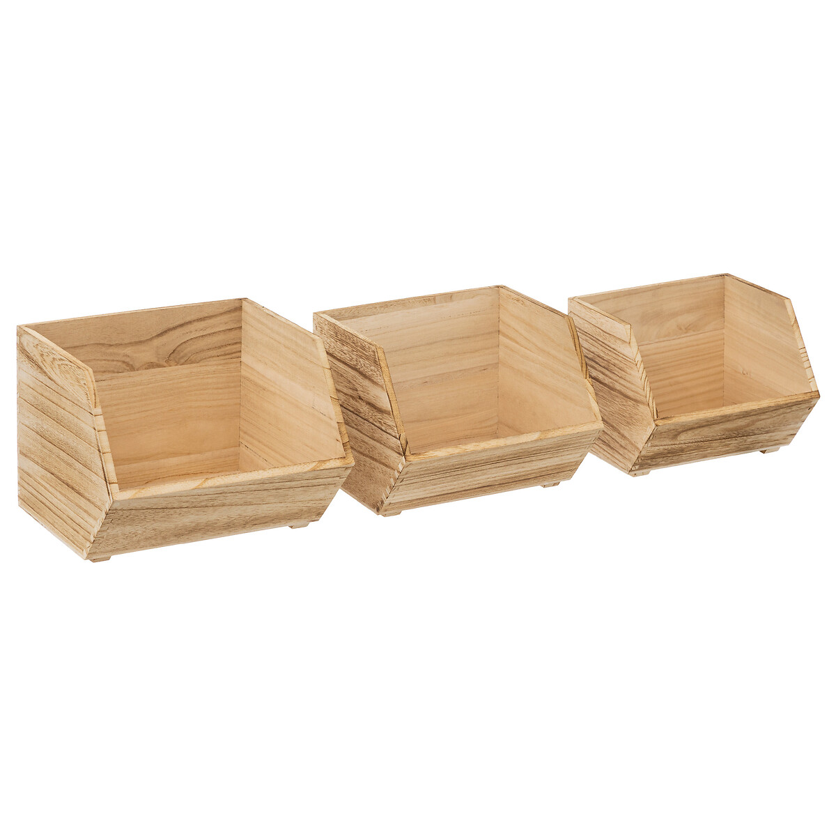 Conjunto de 3 caixas de organiza&ccedil;&atilde;o em madeira
