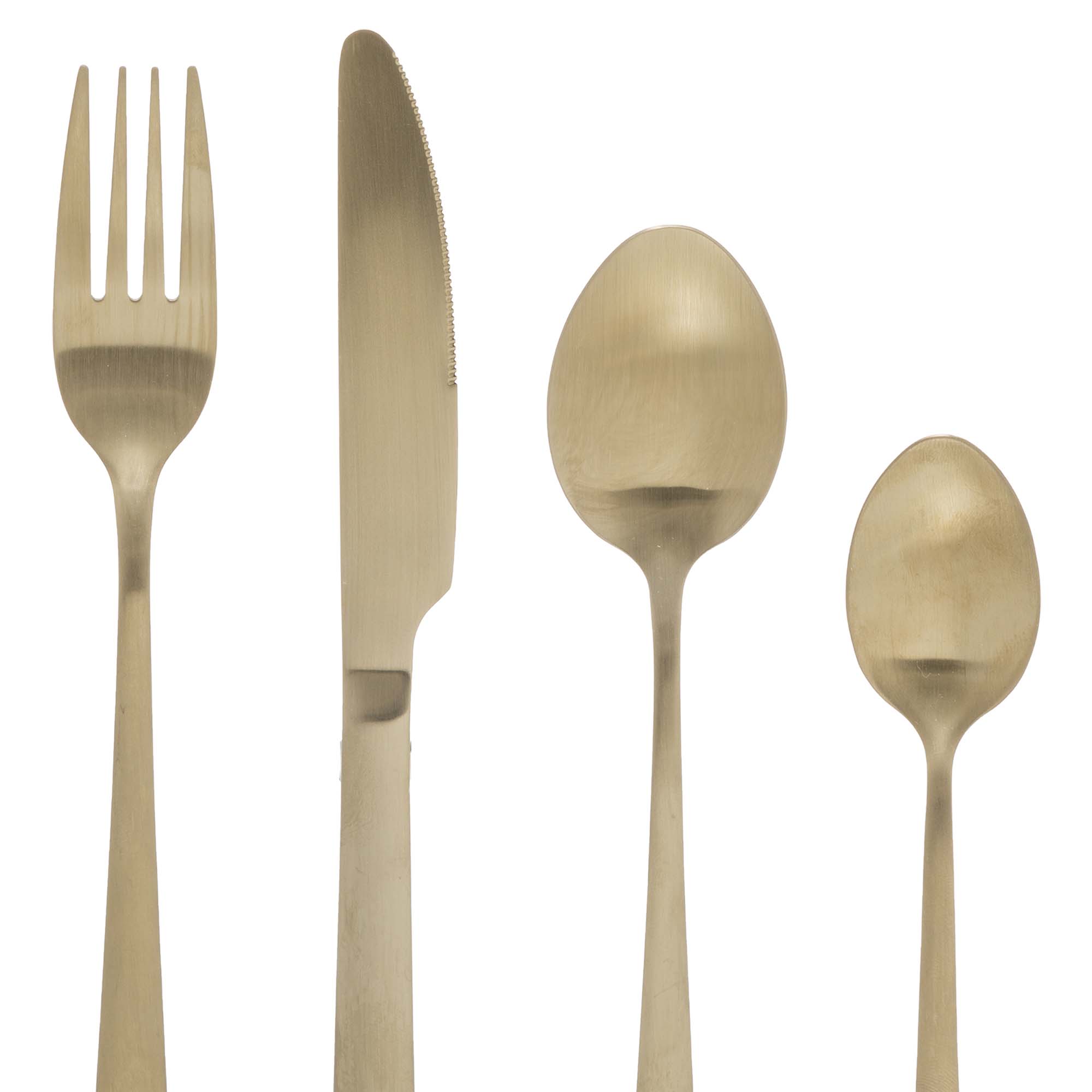 Faqueiro GREEN de 24 pe&ccedil;as douradas em inox