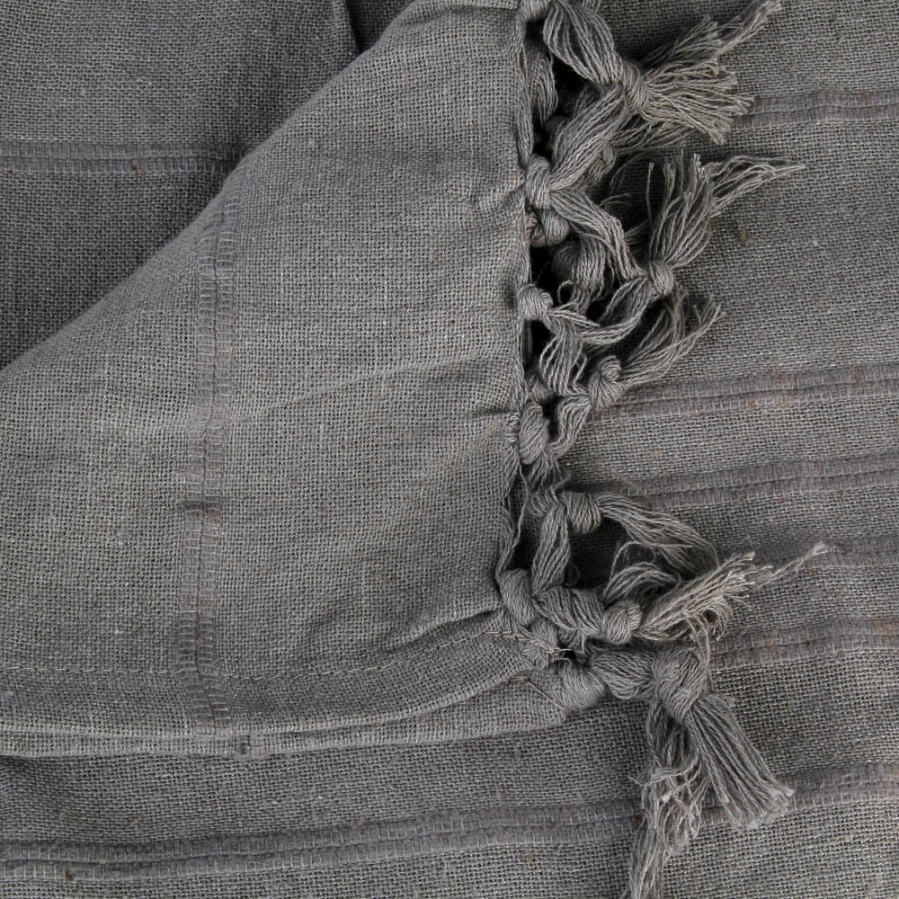 Manta com franjas cinza 160x220cm