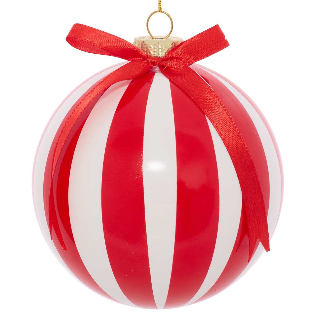 Bola de natal riscas com la&ccedil;o 10cm