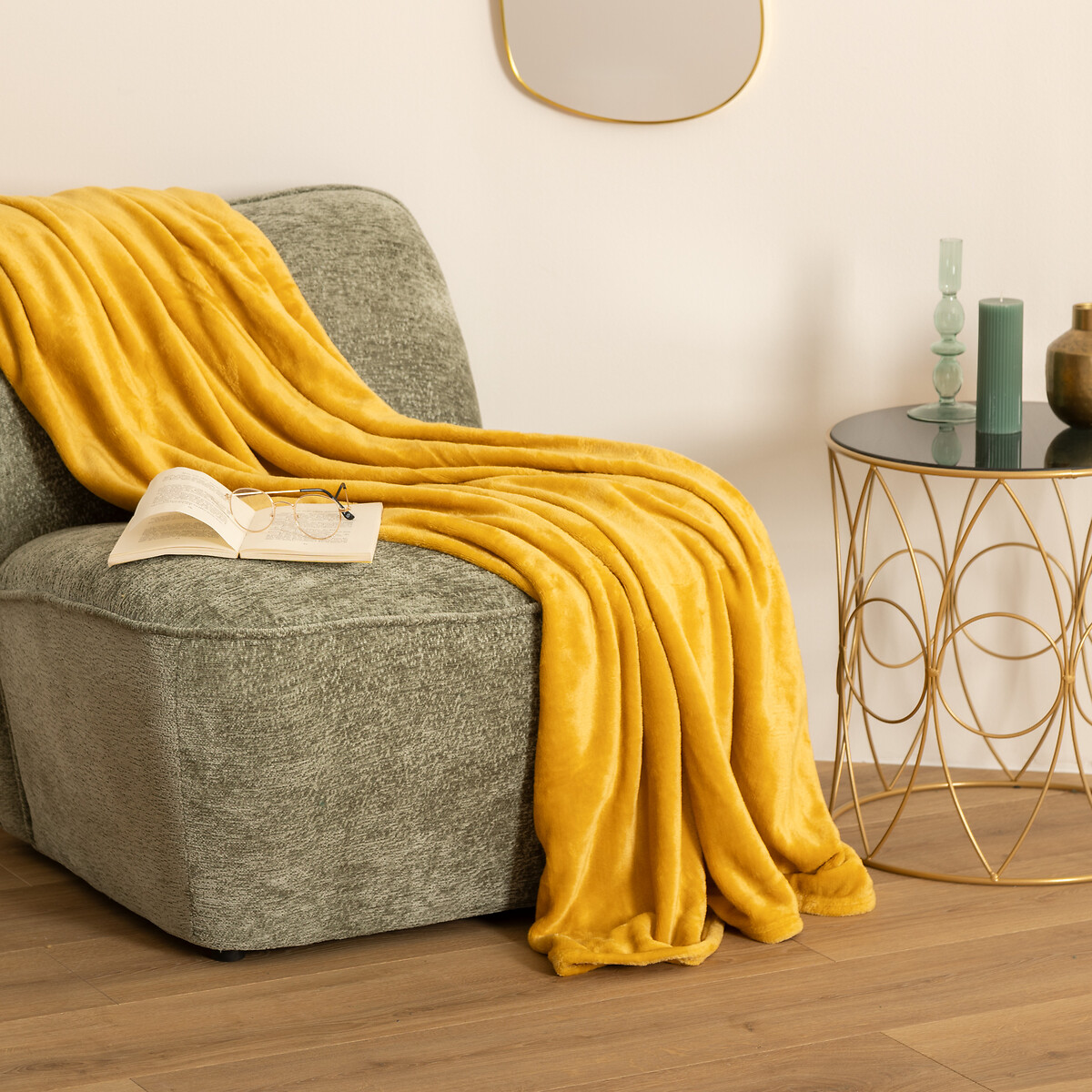 Manta CORALINA ocre 130x180cm