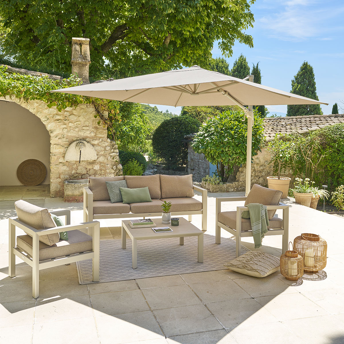 Guarda-sol MELHIA cor linho 3x3m