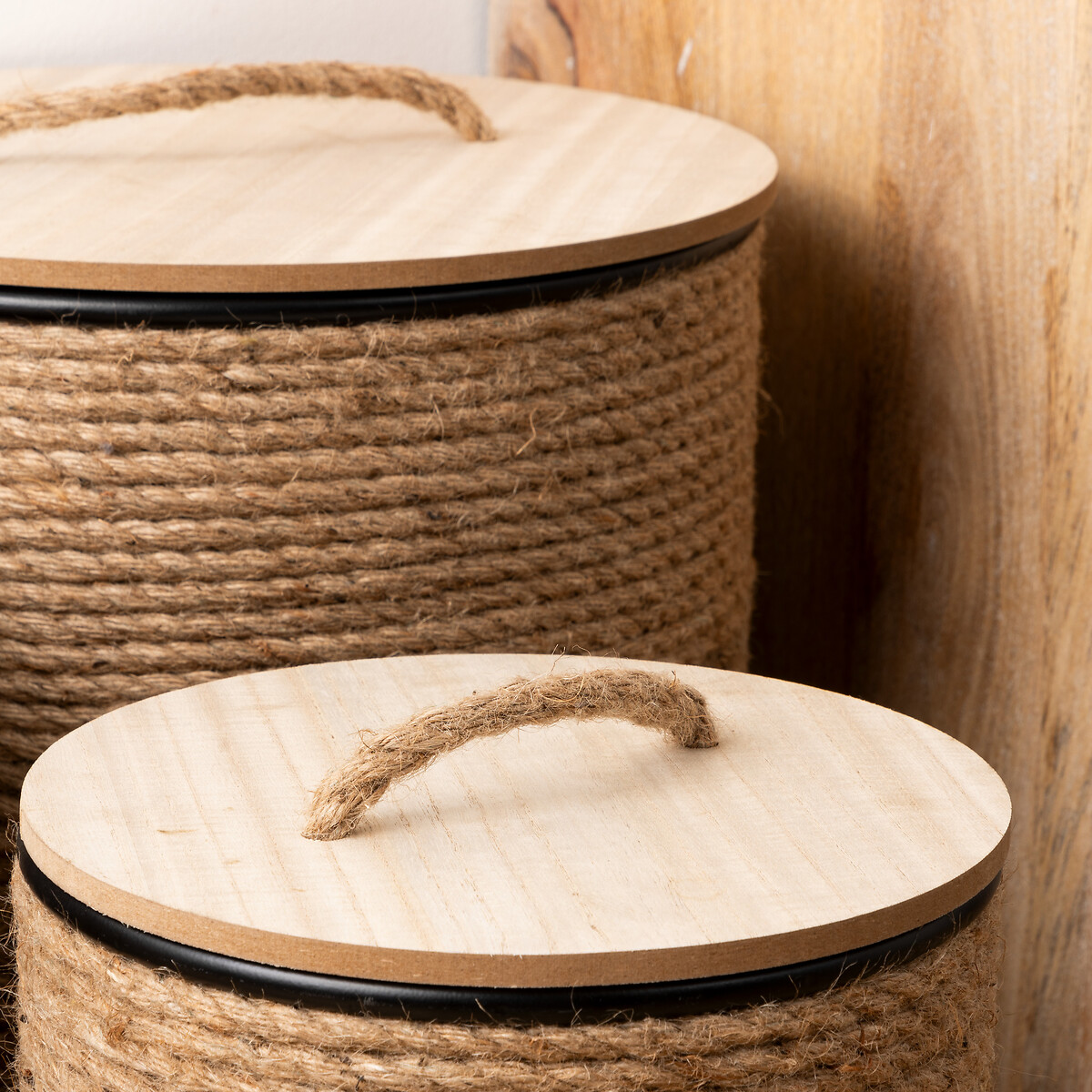 Cesto com tampa bege 38x25cm