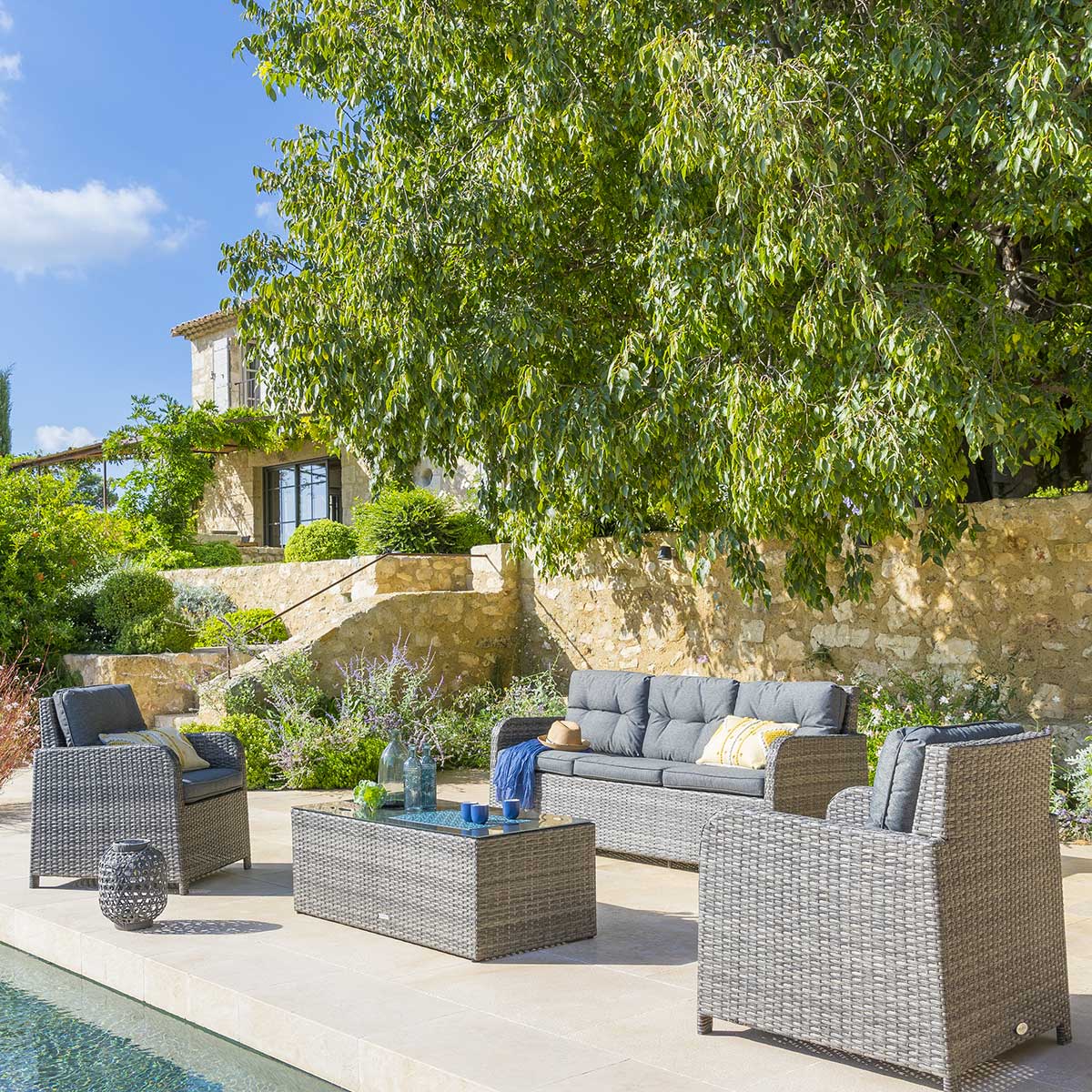 Conjunto de jardim MAYARI  TERRE d'ombre em rattan