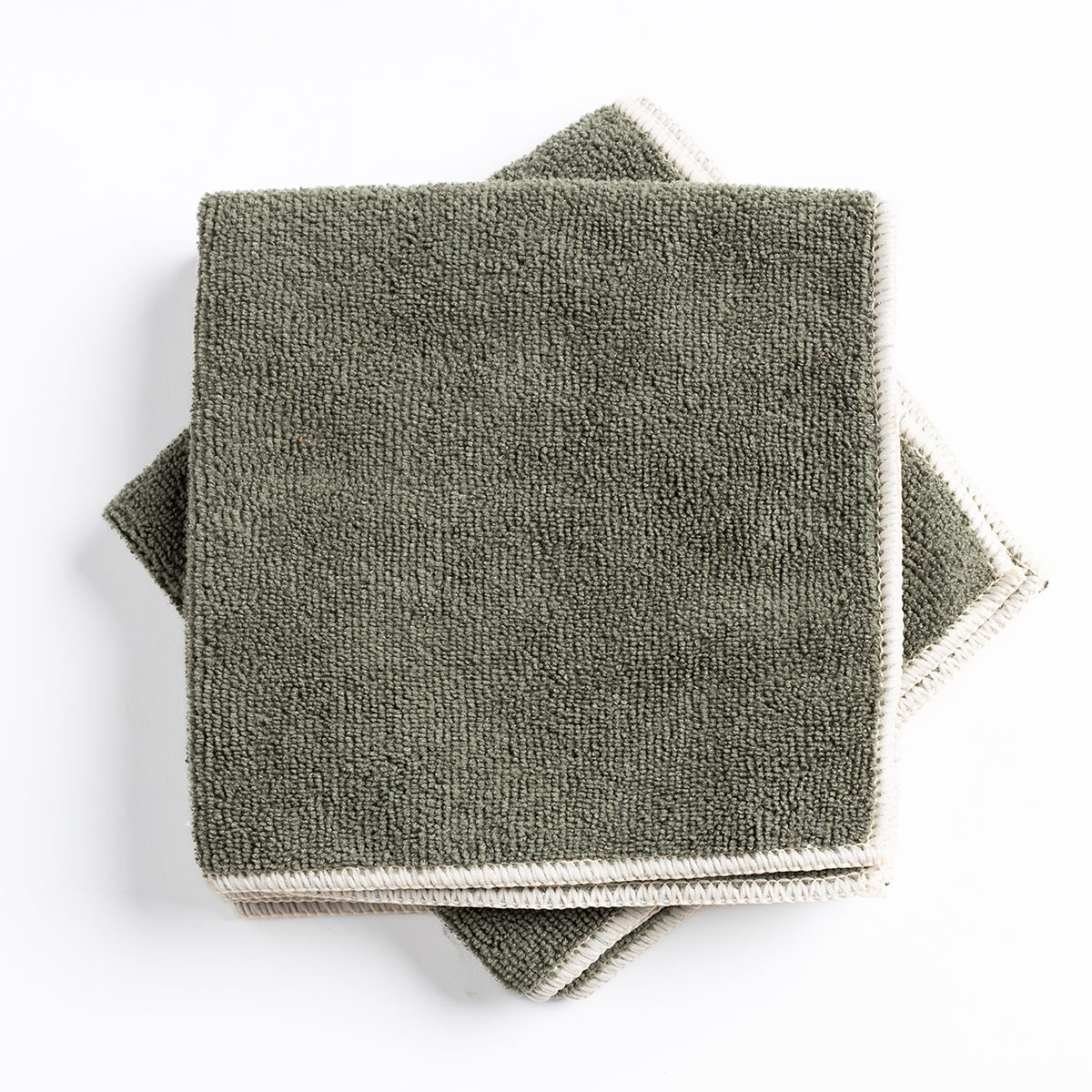 Conjunto de 3 panos microfibra verde caqui 34x34cm