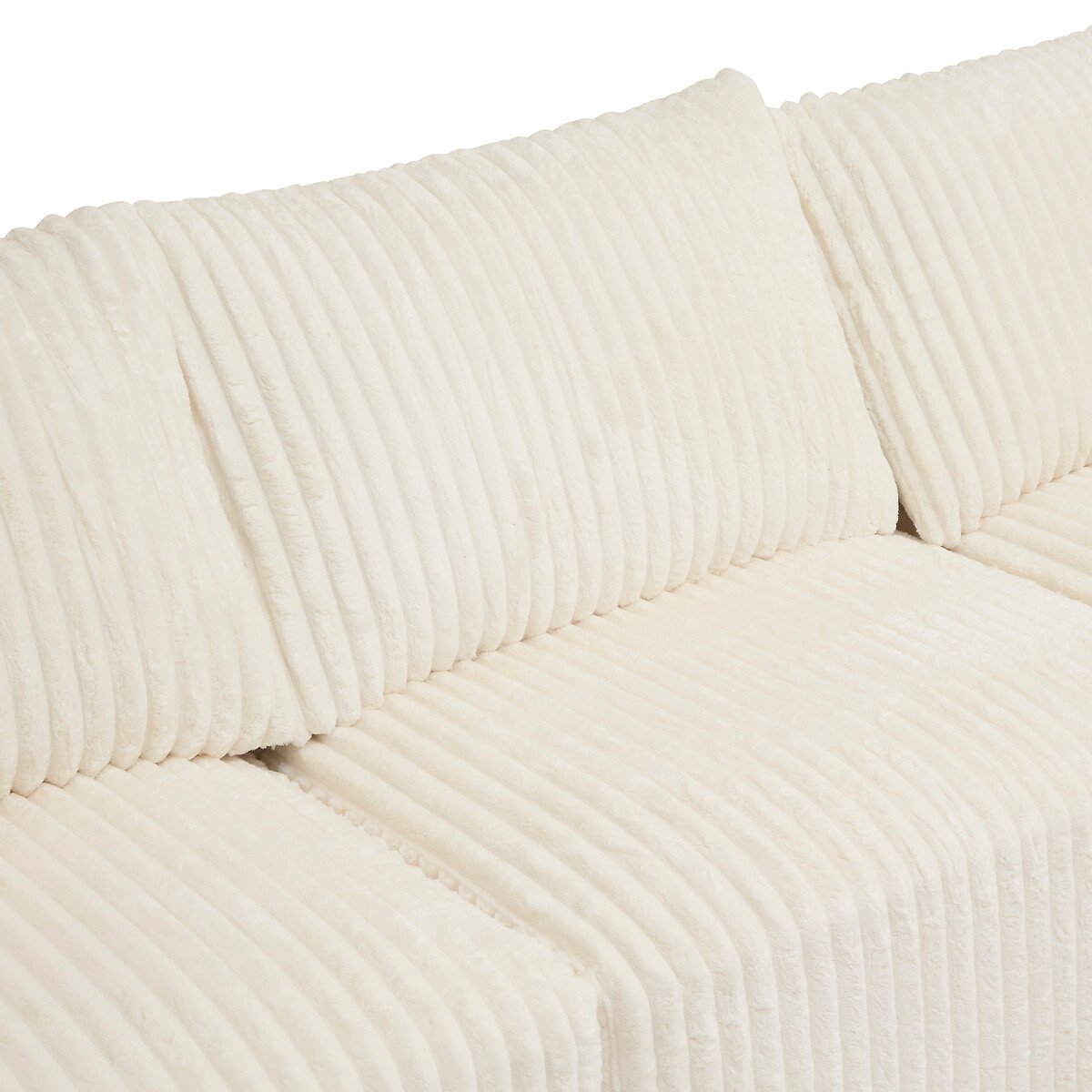 Sof&aacute; SOLKA tecido marfim com chaise longue