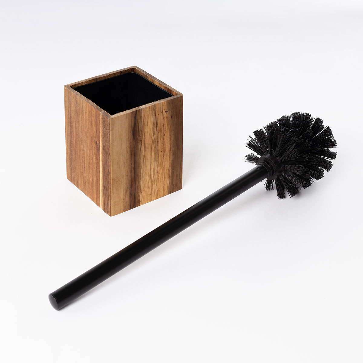 Escova wc castanha em madeira acácia