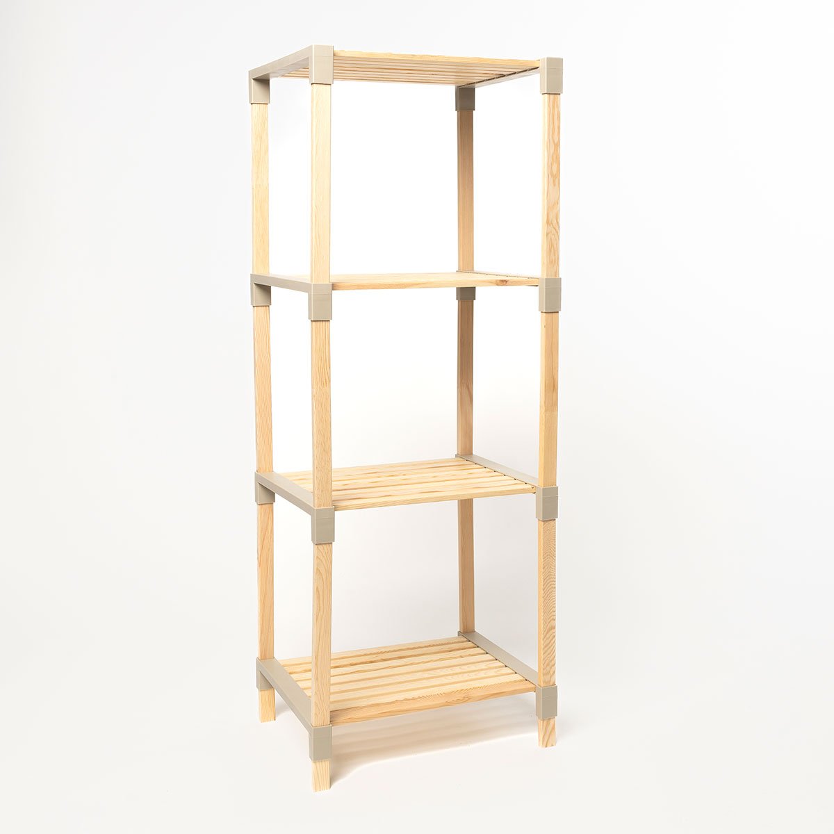 Estante multifuncional bege em madeira