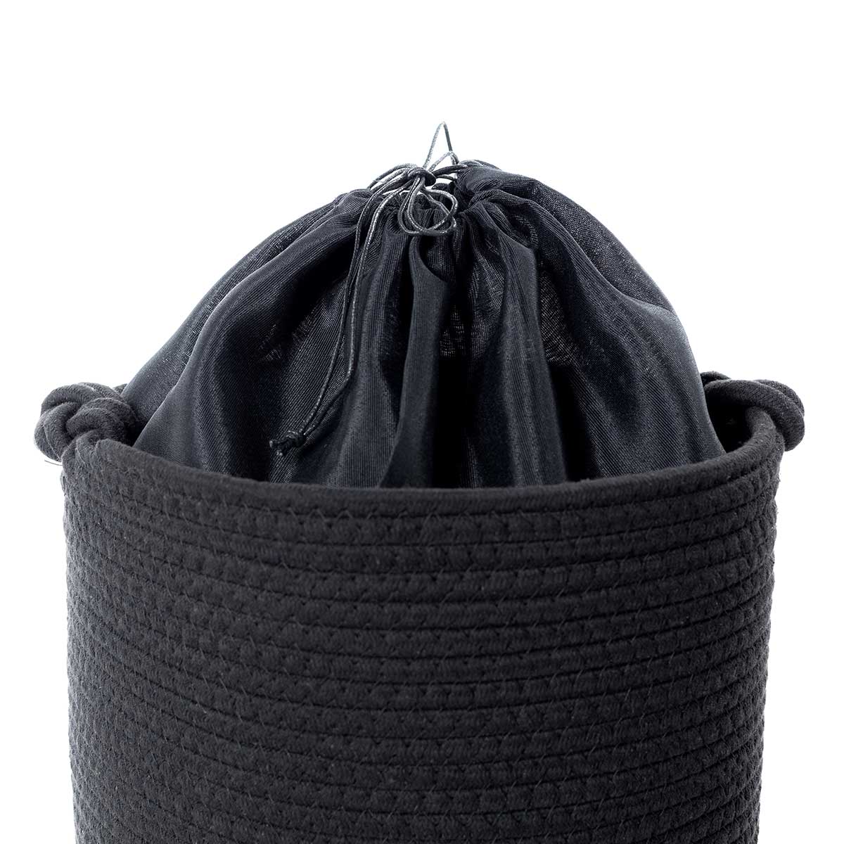 Cesto de roupa wc preto e natural 45cm