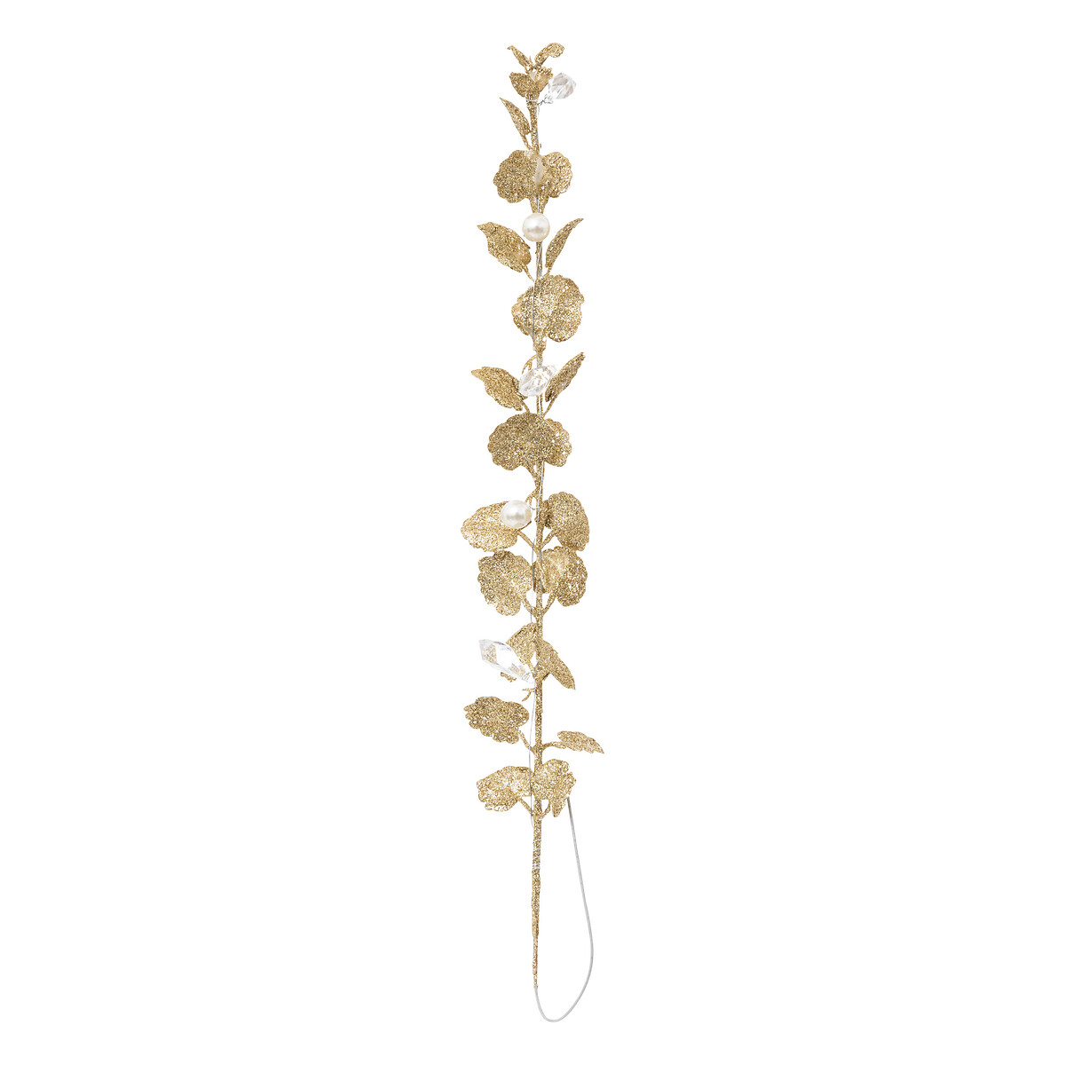 Haste folhas dourado 43cm