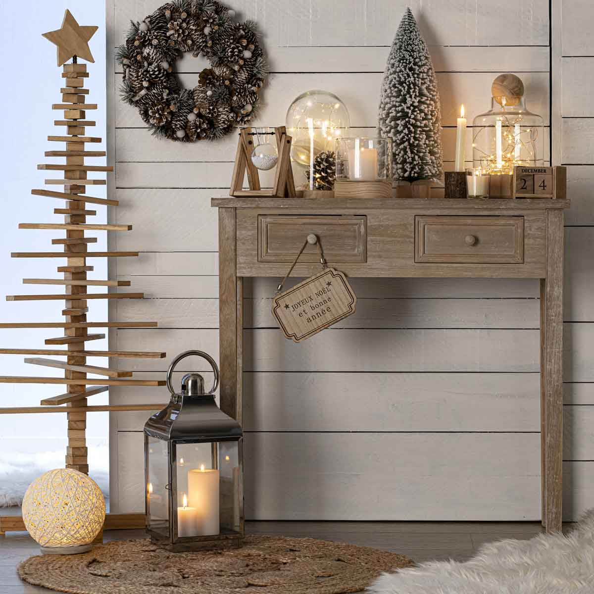 Consola CHARME natural com 2 gavetas