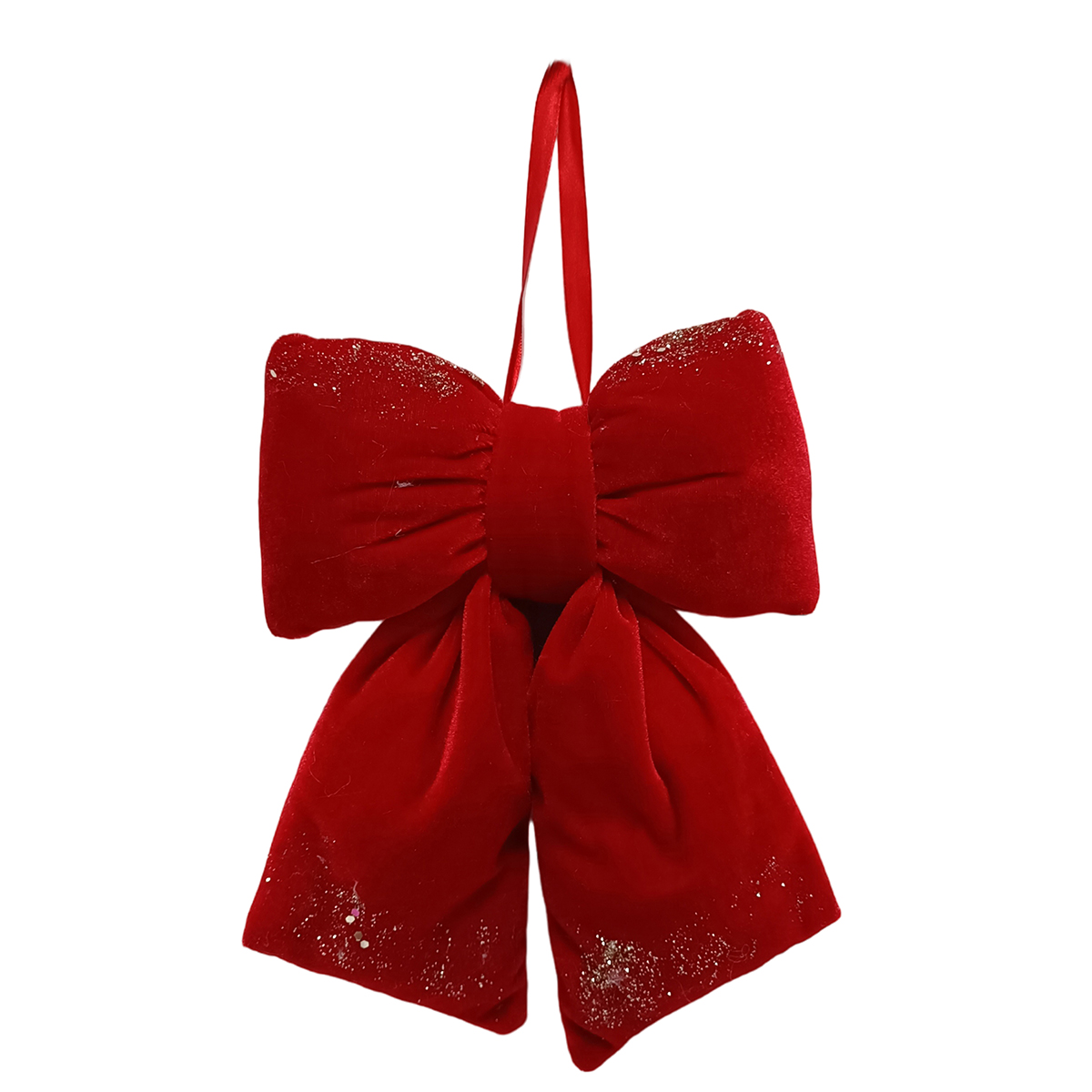 La&ccedil;o vermelho e dourado em veludo 23cm