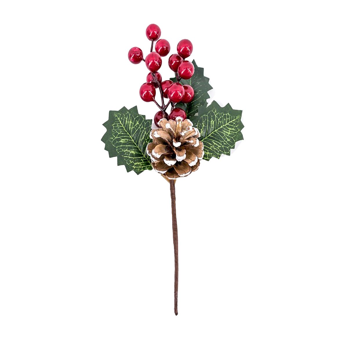 Haste pinho com bagas vermelhas 21cm