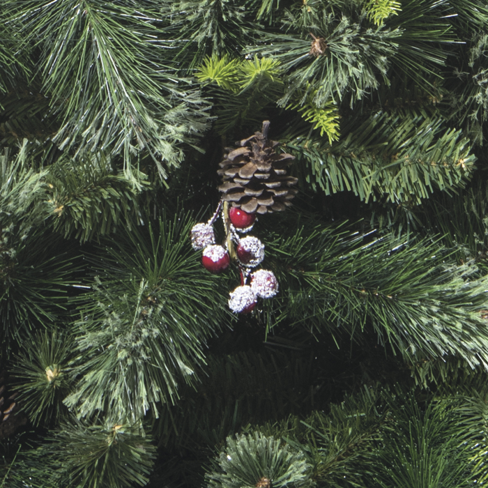 Árvore de natal WYOMING verde com pinhas e azevinhos 210cm
