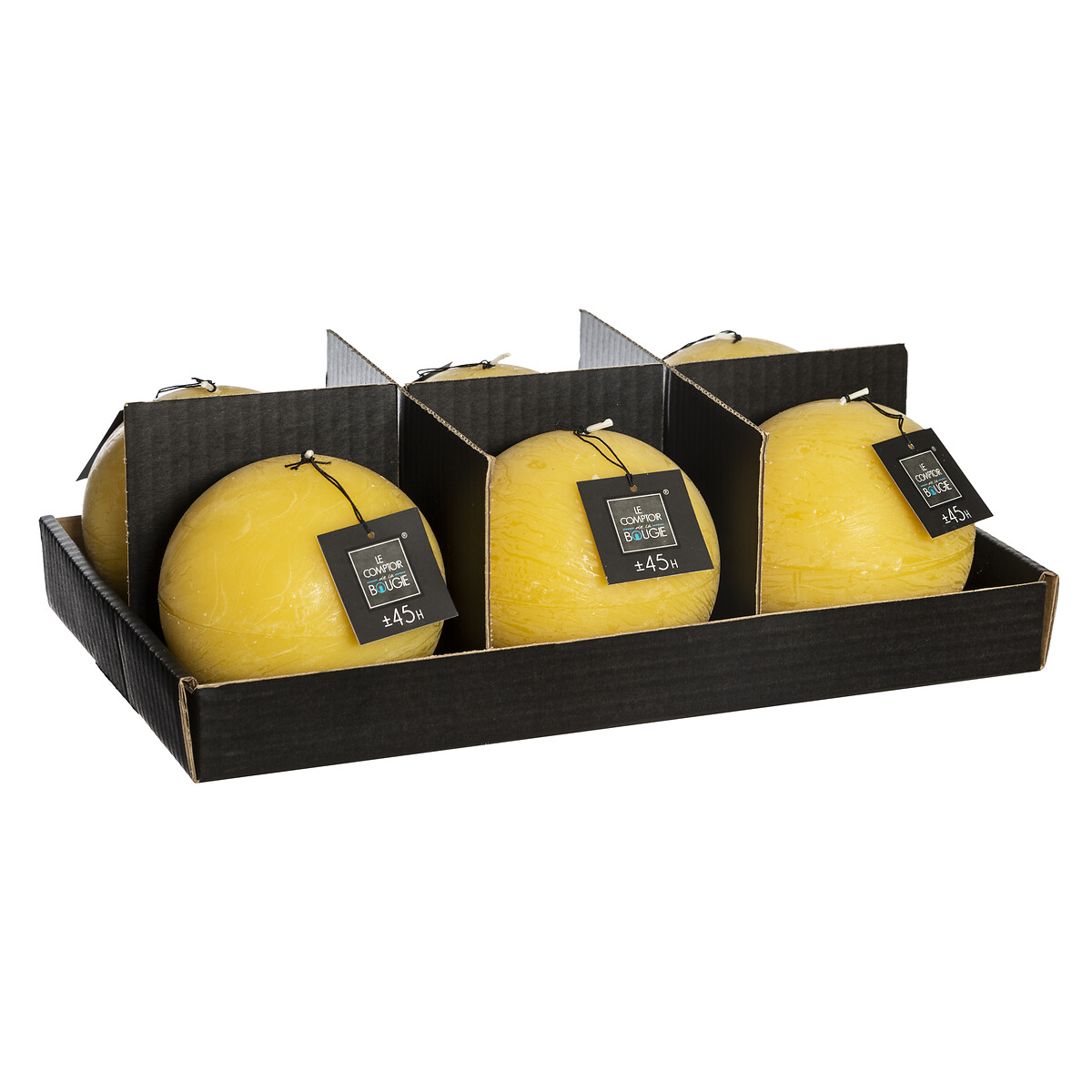 Vela bola r&uacute;stica amarela 10cm