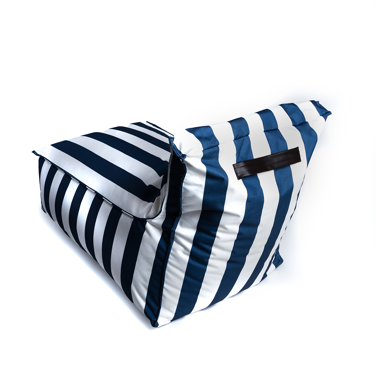 Pufe sof&aacute; imperme&aacute;vel riscas branco e azul