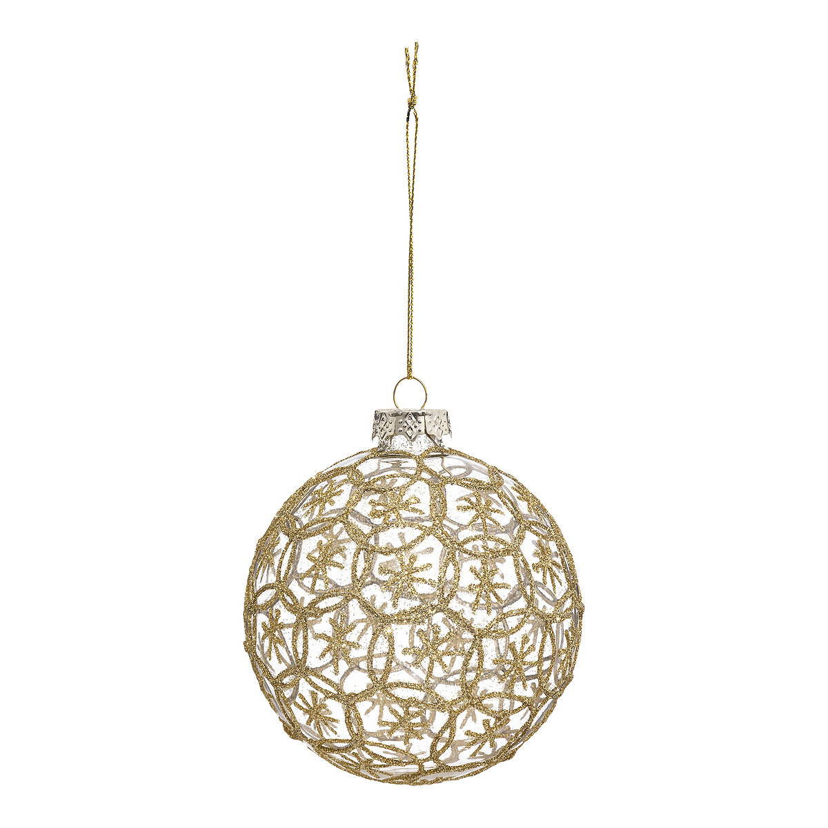 Bola dourada em vidro com estrelas