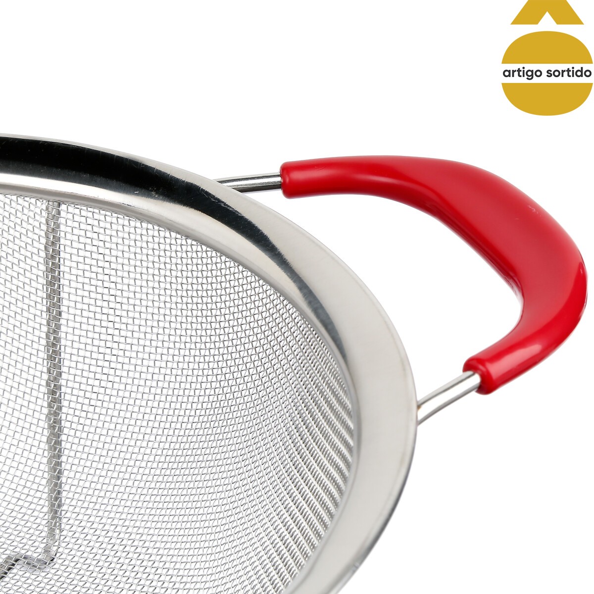 Escorredor de rede inox com pegas