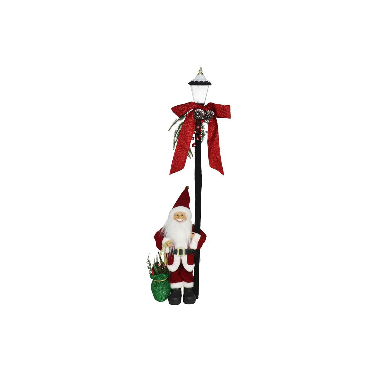 Poste com pai natal e luz led 110cm