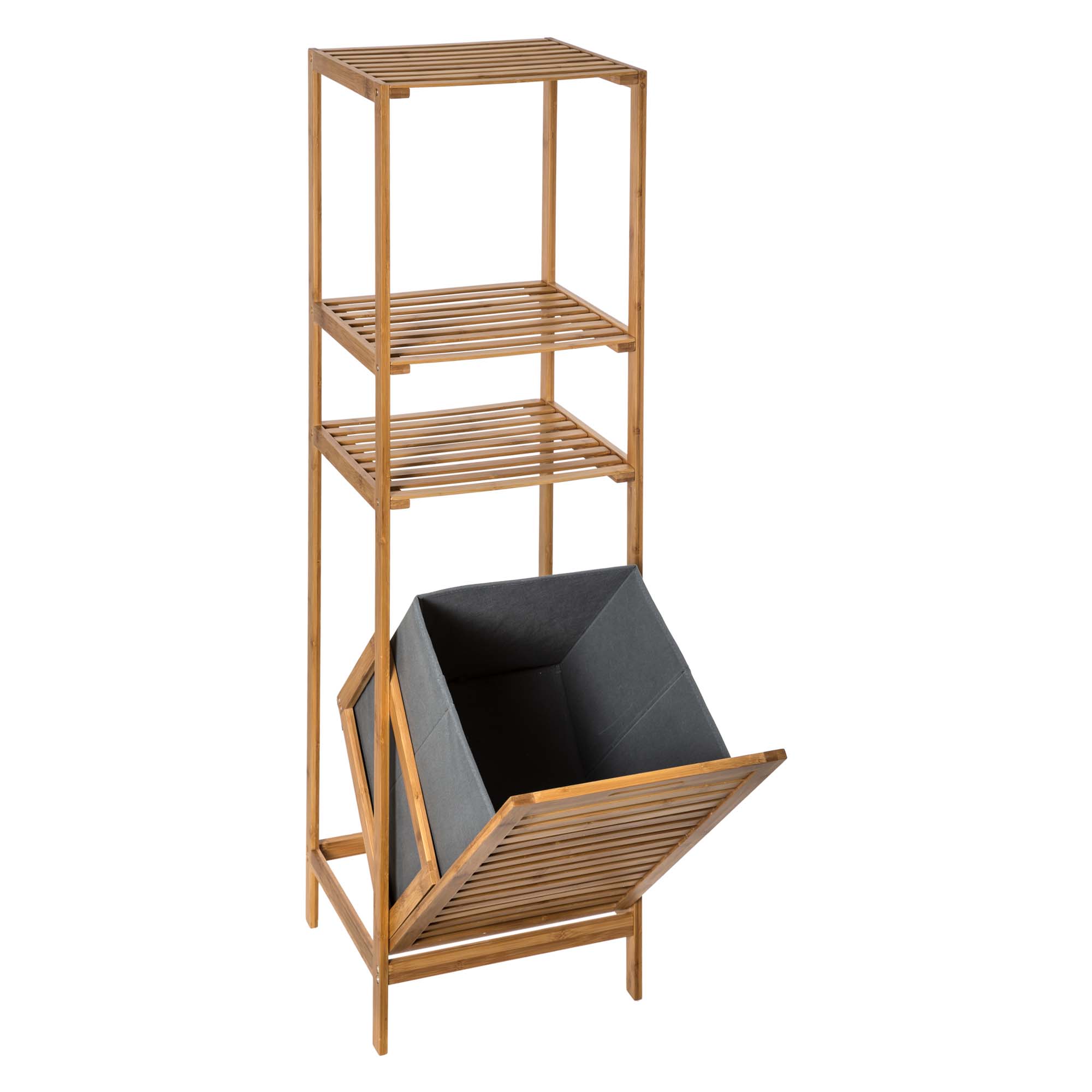 Estante wc bambu com cesto para roupa,  Estante wc bambu com cesto para roupa