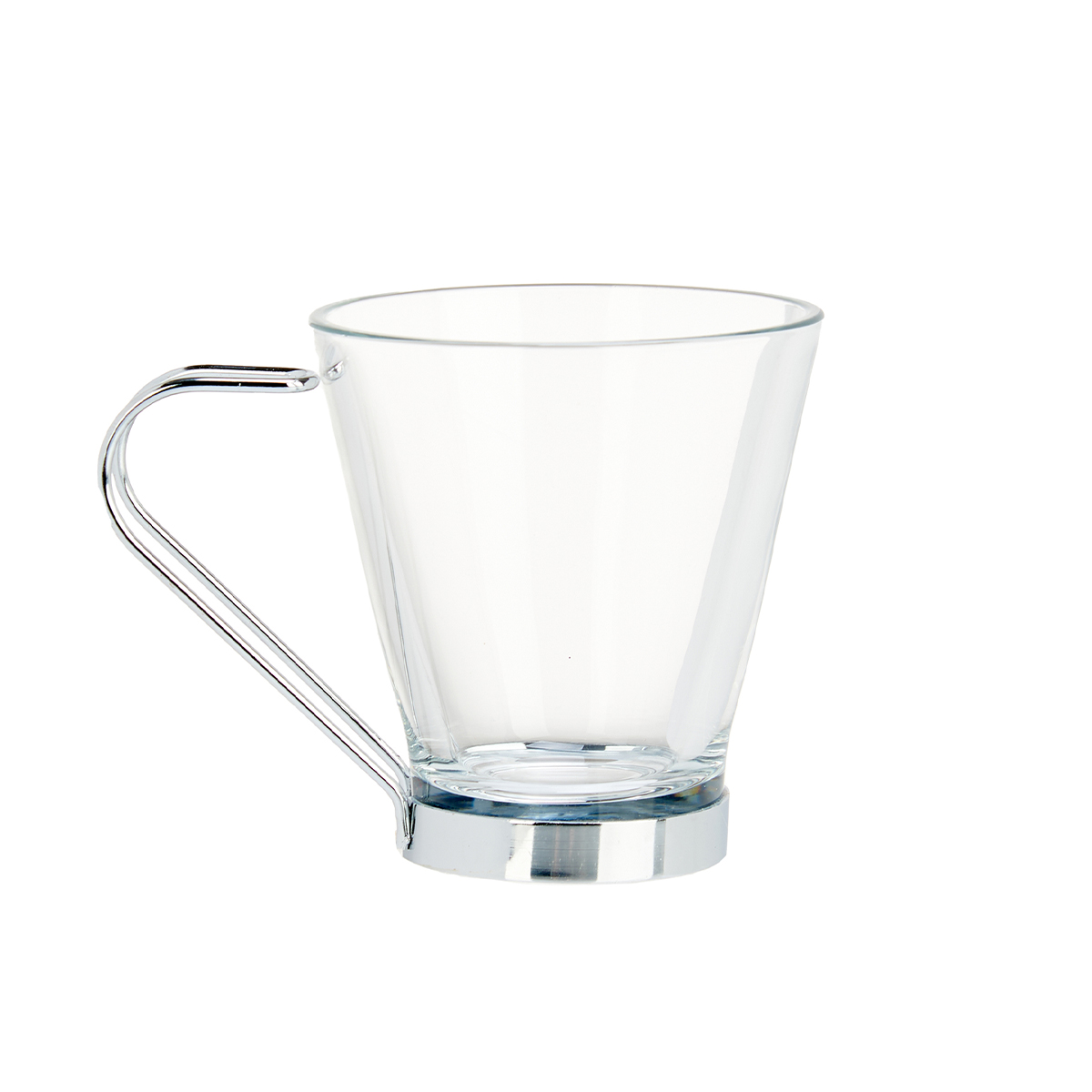 Ch&aacute;vena de caf&eacute; em vidro com pega de metal 8,5cl